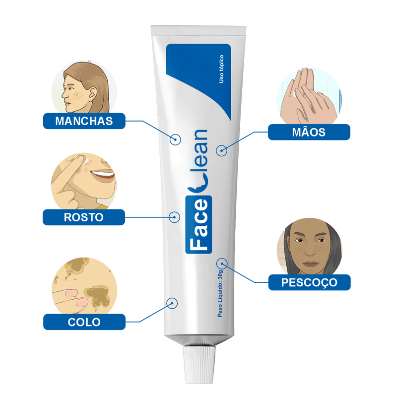 Face Clean |Creme Clareador de Pele Contra Manchas e Melasma|