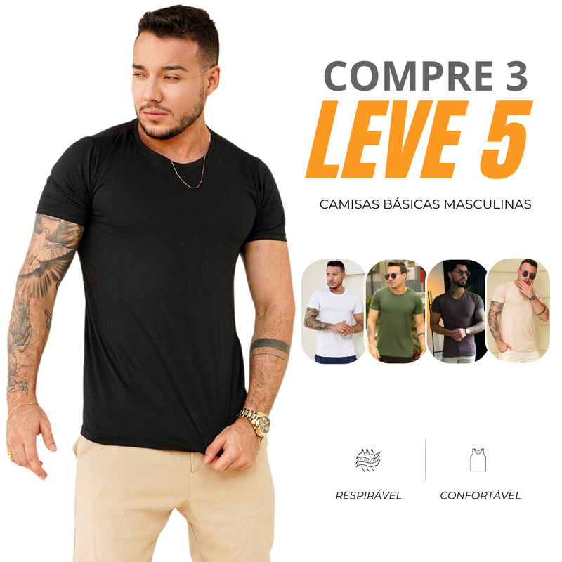 |COMPRE 3 LEVE 5| Camisas Básicas em Algodão Egípcio